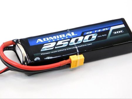 Admiral 2500mAh 4S 14.8V 30C LiPo Battery with XT60 Connector Supply