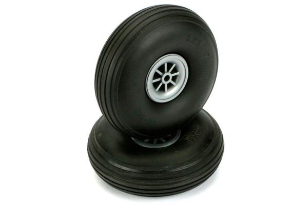 Du-Bro 82.5mm (3.25 ) x 29mm Treaded PVC Wheels for 4mm Axle (2 pack) Supply