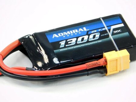 Admiral 1300mAh 2S 7.4V 30C LiPo Battery with XT60 Connector Hot on Sale