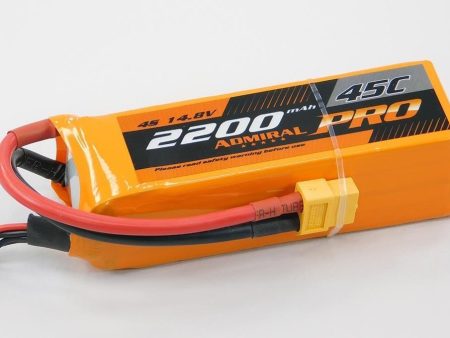 Admiral Pro 2200mAh 4S 14.8V 45C LiPo Battery with XT60 Connector on Sale