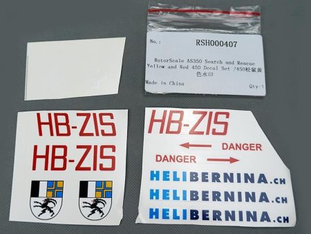 RotorScale AS350 Alpine Yellow and Red 450 Decal Set For Sale