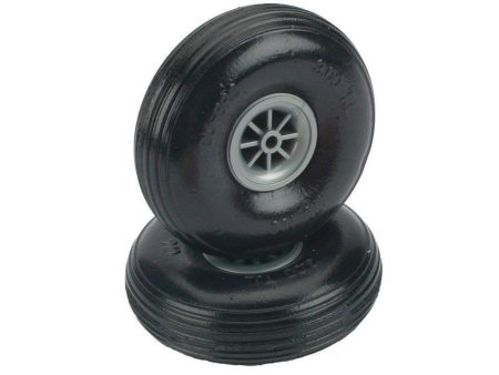 Du-Bro 88.9mm (3.5 ) x 32.3mm Lightweight Treaded PU Rubber Wheels for 4mm Axle (2 Pack) Online Hot Sale