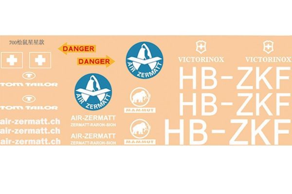 Roban 700 Size AS350 Air Zermatt Decal Set Online now