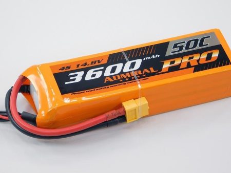 Admiral Pro 3600mAh 4S 14.8V 50C LiPo Battery with XT60 Connector on Sale