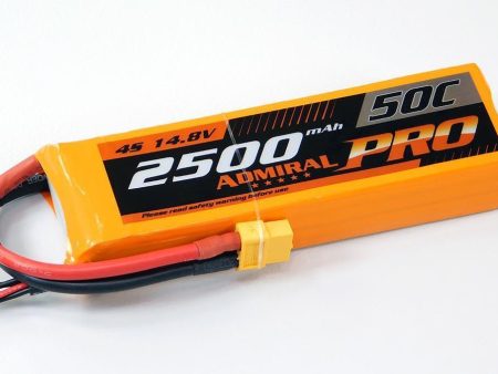 Admiral Pro 2500mAh 4S 14.8V 50C LiPo Battery with XT60 Connector Online Hot Sale