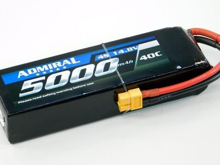 Admiral 5000mAh 4S 14.8V 40C LiPo Battery with XT60 Connector For Sale