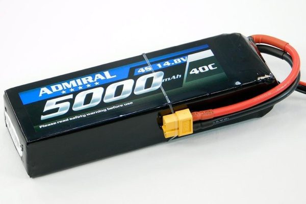 Admiral 5000mAh 4S 14.8V 40C LiPo Battery with XT60 Connector For Sale