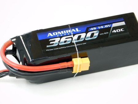 Admiral 3600mAh 4S 14.8V 40C LiPo Battery with XT60 Connector Hot on Sale