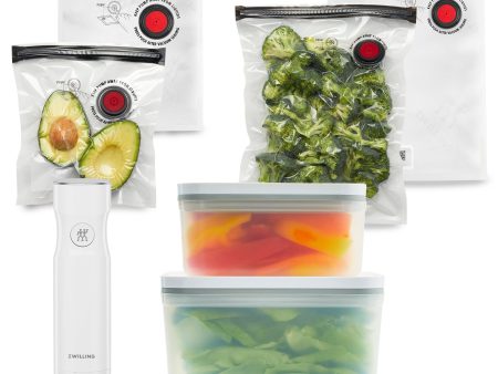 Zwilling Fresh & Save 7-pc Vacuum Sealer Machine Starter Set, Sous Vide Bags, Meal prep, Airtight Food Storage Containers , Gift Set For Cheap