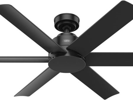 Hunter Fans 52  Kennicott Industrial Style Outdoor Patio SureSpeed Ceiling Fan with Wall Control, Matte Black Sale